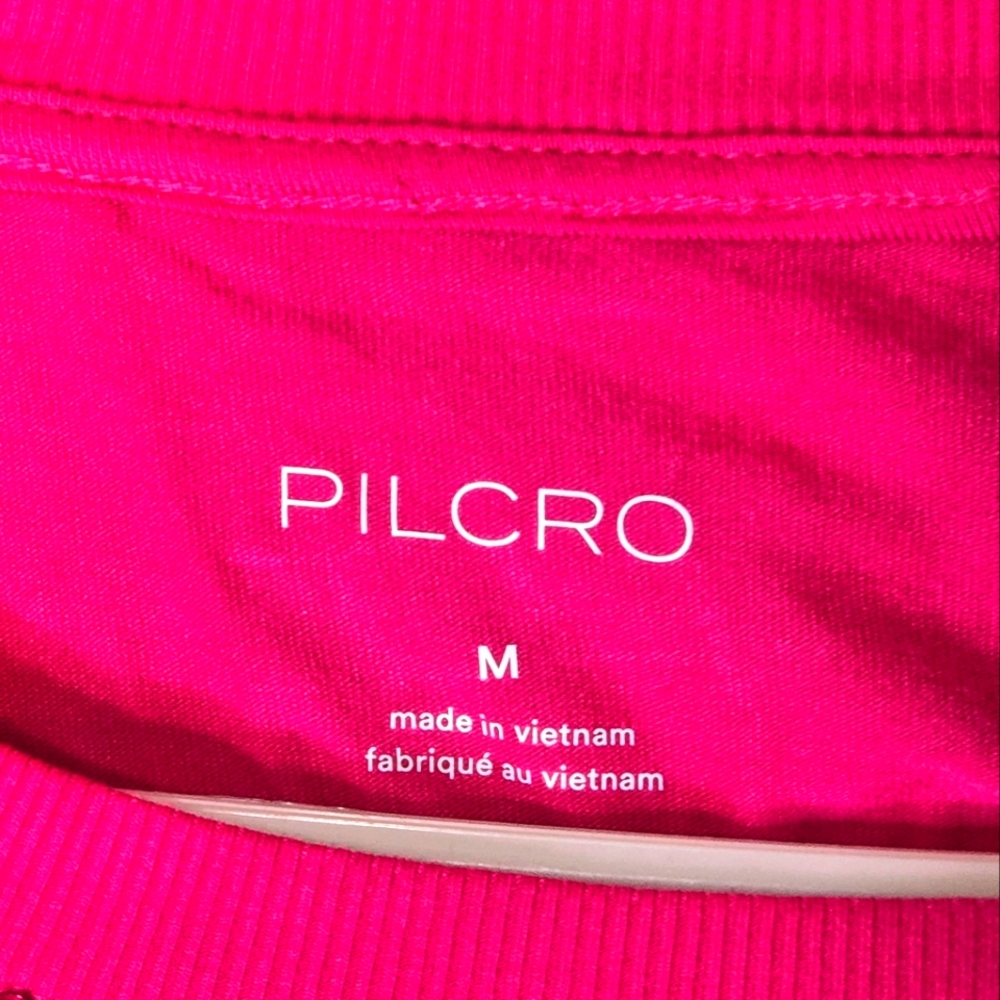 Pilcro Anthropologie Raspberry Pink Mesh Sequin Party Blouse Size Medium - Picture 2 of 13